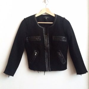 UO BYCORPUS Cropped Tweed Jacket, Black, Small